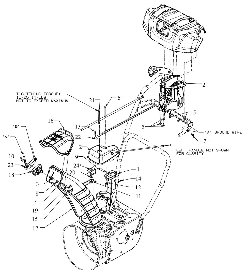 Chute Control Diagram and Parts List for 2X24-INCH (31AM5BTR756)(2016) Cub Cadet Snow Blower